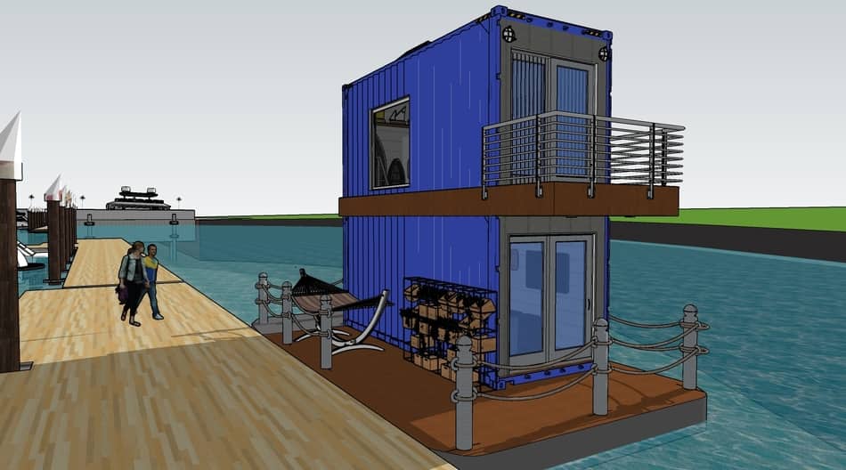 Easy Lifestyle in a Floating Shipping Container House – Live in a Container